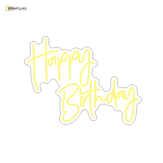 BRIGHTLUXX HAPPY BIRTHDAY YELLOW NEON SIGN